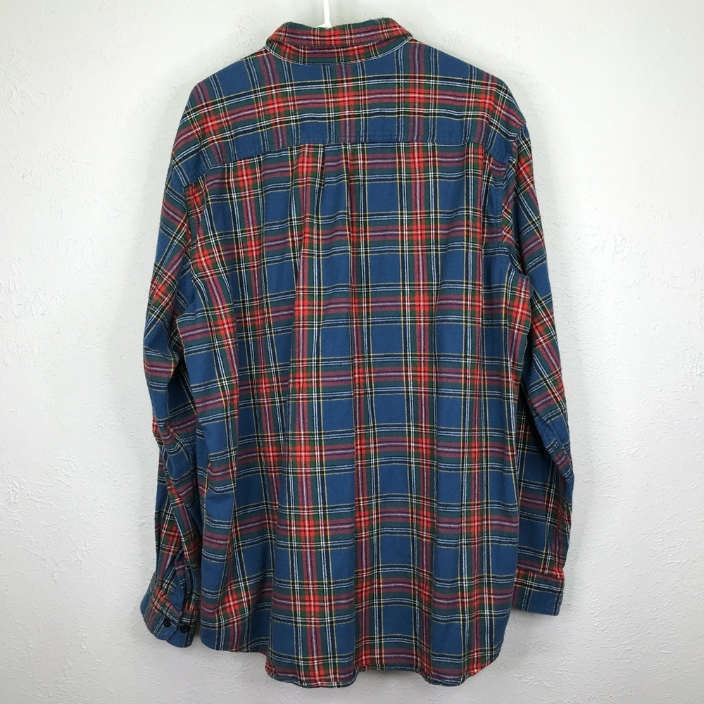 LL Bean Mens XL Scotch Plaid Flannel Shirt Traditional Fit Blue Red Cotton 22806 - Picture 4 of 12
